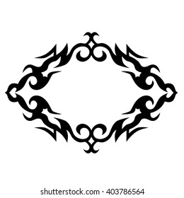 tribal pattern tattoo vector art design, border isolated vintage element on white background