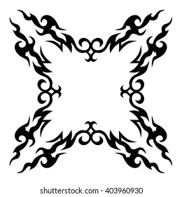tribal pattern tattoo vector art design, border isolated vintage element on white background