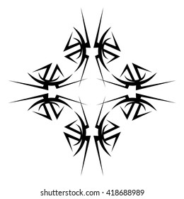 tribal pattern tattoo vector art design element template, isolated illustration abstract pattern on white background, cross art pattern cut out. 