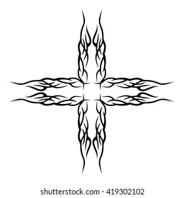 tribal pattern tattoo vector art design element template, isolated illustration abstract pattern on white background, cross art pattern cut out. 