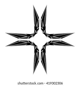 tribal pattern tattoo vector art design element template, isolated illustration abstract pattern on white background, cross art pattern cut out. 