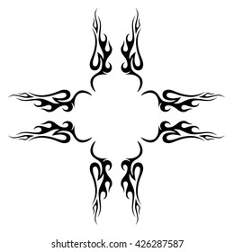 tribal pattern tattoo vector art design element template, isolated illustration abstract pattern on white background, cross art pattern cut out. 