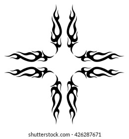 tribal pattern tattoo vector art design element template, isolated illustration abstract pattern on white background, cross art pattern cut out. 