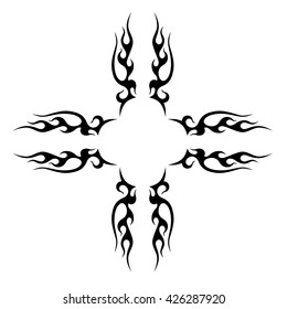 tribal pattern tattoo vector art design element template, isolated illustration abstract pattern on white background, cross art pattern cut out. 