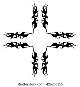tribal pattern tattoo vector art design element template, isolated illustration abstract pattern on white background, cross art pattern cut out. 