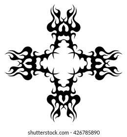 tribal pattern tattoo vector art design element template, isolated illustration abstract pattern on white background, cross art pattern cut out. 