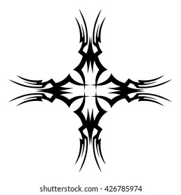 tribal pattern tattoo vector art design element template, isolated illustration abstract pattern on white background, cross art pattern cut out. 