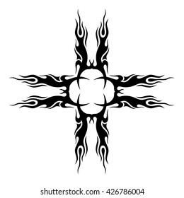 tribal pattern tattoo vector art design element template, isolated illustration abstract pattern on white background, cross art pattern cut out. 