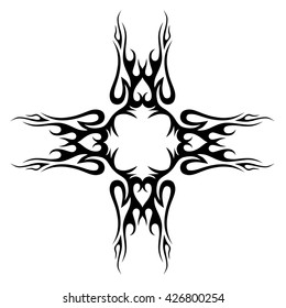 tribal pattern tattoo vector art design element template, isolated illustration abstract pattern on white background, cross art pattern cut out. 