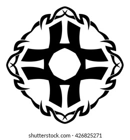 tribal pattern tattoo vector art design element template, isolated illustration abstract pattern on white background, cross art pattern cut out. 