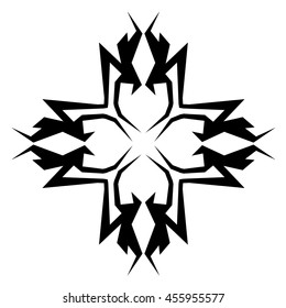 tribal pattern tattoo vector art design element template, isolated illustration abstract pattern on white background, cross art pattern cut out. 