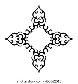 tribal pattern tattoo vector art design arabic element template, isolated illustration abstract pattern on white background, cross art pattern cut out. 