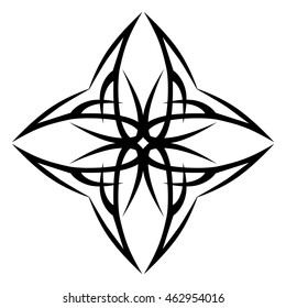 tribal pattern tattoo vector art design element template, isolated illustration abstract pattern on white background, cross art pattern cut out. 