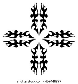tribal pattern tattoo vector art design element template, isolated illustration abstract pattern on white background, cross art pattern cut out. 