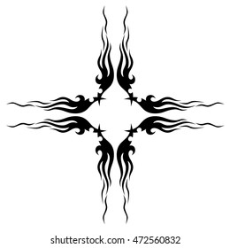 tribal pattern tattoo vector art design element template, isolated illustration abstract pattern on white background, cross art pattern cut out. 