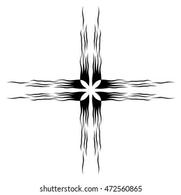 tribal pattern tattoo vector art wave design element template, isolated illustration abstract pattern on white background, cross art pattern cut out. 