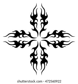 tribal pattern tattoo vector art design element template, isolated illustration abstract pattern on white background, cross art pattern cut out. 