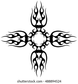 tribal pattern tattoo vector art design element template, isolated illustration abstract pattern on white background, cross art pattern cut out. 