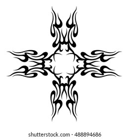 tribal pattern tattoo vector art design element template, isolated illustration abstract pattern on white background, cross art pattern cut out. 