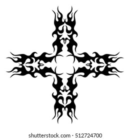 tribal pattern tattoo vector art design element template, isolated illustration abstract pattern on white background, cross art pattern cut out. 