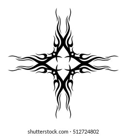 tribal pattern tattoo vector art design element template, isolated illustration abstract pattern on white background, cross art pattern cut out. 