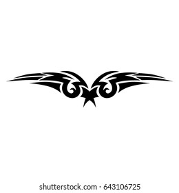 tribal pattern tattoo vector art wings design, isolated illustration abstract pattern on white background, 