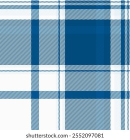 Tartan de textura de padrão tribal, novo xadrez sem costura. 1950s vetor têxtil de fundo de tecido na paleta de cores ciano e branco.