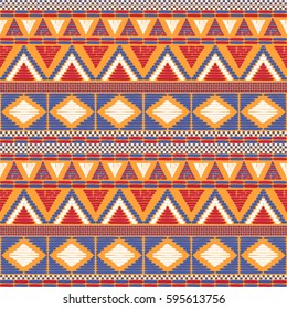 Tribal pattern vector seamless. African or native american print. Ethic texture. Repeating background for fabric, wallpaper, wrapping paper and boho card template.