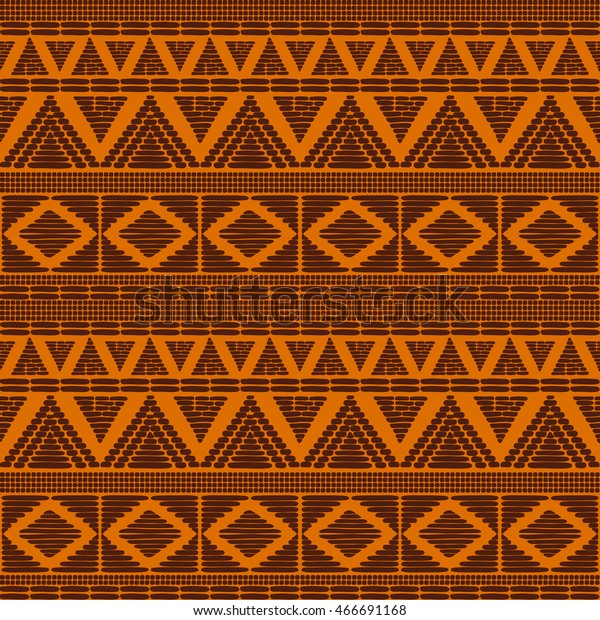 シームレスな部族柄のベクター画像 日差しオレンジ色のアフリカの印刷 布地 壁紙 包装紙 カードテンプレートの背景 のベクター画像素材 ロイヤリティ フリー