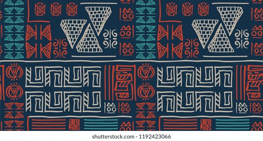 Tribal pattern vector with seamless egyptian symbol ancient style. Vintage illustration background for fashion textile print and wrapping.