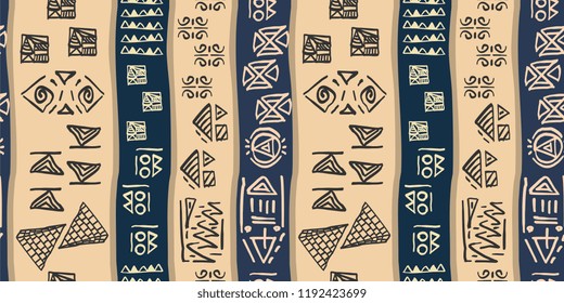 Tribal pattern vector with seamless egyptian symbol ancient style. Vintage illustration background for fashion textile print and wrapping.