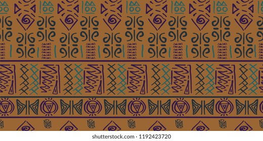 Tribal pattern vector with seamless egyptian symbol ancient style. Vintage illustration background for fashion textile print and wrapping.