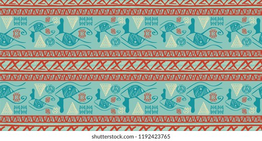 Tribal pattern vector with seamless egyptian symbol ancient style. Vintage illustration background for fashion textile print and wrapping.