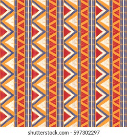 Tribal pattern vector seamless. Ethics African fabric print. Background for wallpaper, wrapping paper and boho card template.