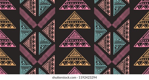Tribal pattern vector. Seamless ethnic handmade with stripes vector illustration.