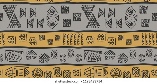 Tribal pattern vector. Seamless ethnic handmade with stripes vector illustration.