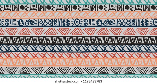 Tribal pattern vector. Seamless ethnic handmade with stripes vector illustration.