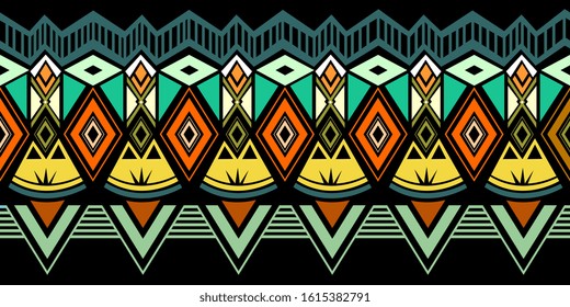 Tribal pattern vector. Seamless ethnic handmade with stripes vector illustration. Geometric shapes aztec, maya, and ancient design.
