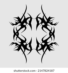 tribal pattern vector tattoo symmetrical gothic fire hand art unique symmetrical body decoration