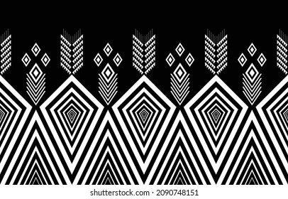 Patrón tribal, tejidos tradicionales blancos y negros abstraen patrones geométricos étnicos abstractos. Diseños para fondo o papel tapiz, alfombras, batik, ilustración vectorial