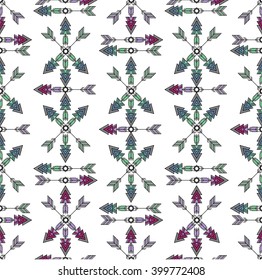 Tribal patterns with line, arrow, feathers, decorative elements, geometric symbols Aztec style. Boho pattern, tribal logo, hipster shapes.