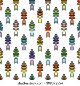 Tribal patterns with line, arrow, feathers, decorative elements, geometric symbols Aztec style. Boho pattern, tribal logo, hipster shapes.