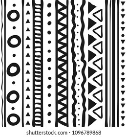 Tribal patterns  line hand drawn doodle style isolated on white background. Vector illustration.