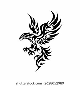 Tribal Phoenix Bird with Outspread Wings - Tattoo Design