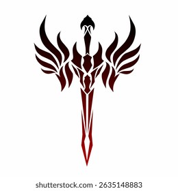 Tribal Phoenix Sword Design Abstract Fire Bird Symbol