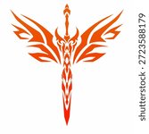 Tribal Phoenix Sword Icon Vector Stylized Flaming Blade Illustration
