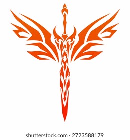 Vector de ícono de espada de Fénix tribal ilustración de hoja llameante estilizada