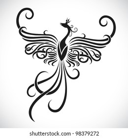 tribal phoenix tattoo - vector illustration