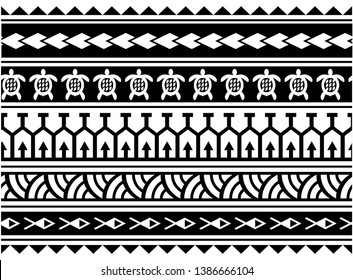 Tribal Polynesian pattern border tattoo sleeve vector, samoan sketch forearm and foot design, maori stencil bracelet armband tattoo tribal, lace band fabric template seamless ornament