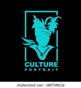 Tribal Portrait Logo Design Vector